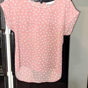 Hippie Rose Pink and White Polka Dot Blouse